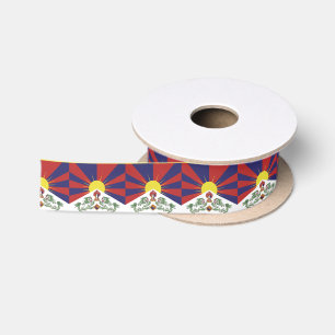 En Satin Drapeau Tibet & Ruban Tibet / Lions Neige