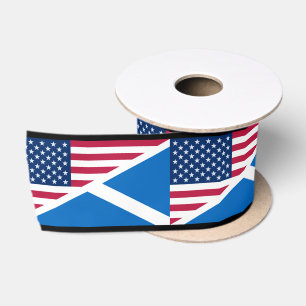 En Satin Écossais Saltire et ruban de drapeau américain