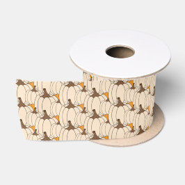 En Satin Élégant ruban Citrouille blanc