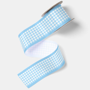En Satin  Élégant ruban gingham bleu français Cottagecore C