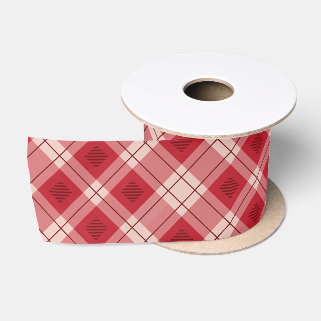 En Satin Élégant ruban motif rouge plaid (Bobine)