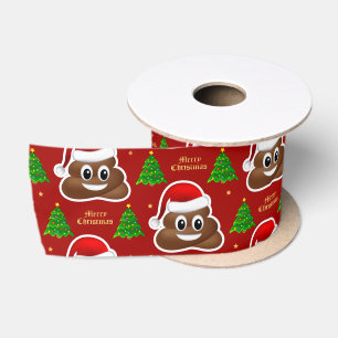 En Satin emoji poo de noël avec ruban casque santa