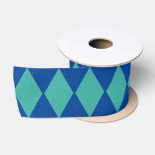 En Satin Jacquard de style Diamant turquoise Ruban bleu