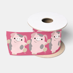 En Satin Joli Cartoon Danse Cochon 3" Ruban