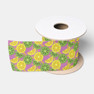 En Satin Joli Motif d'agrumes Lilac Ruban