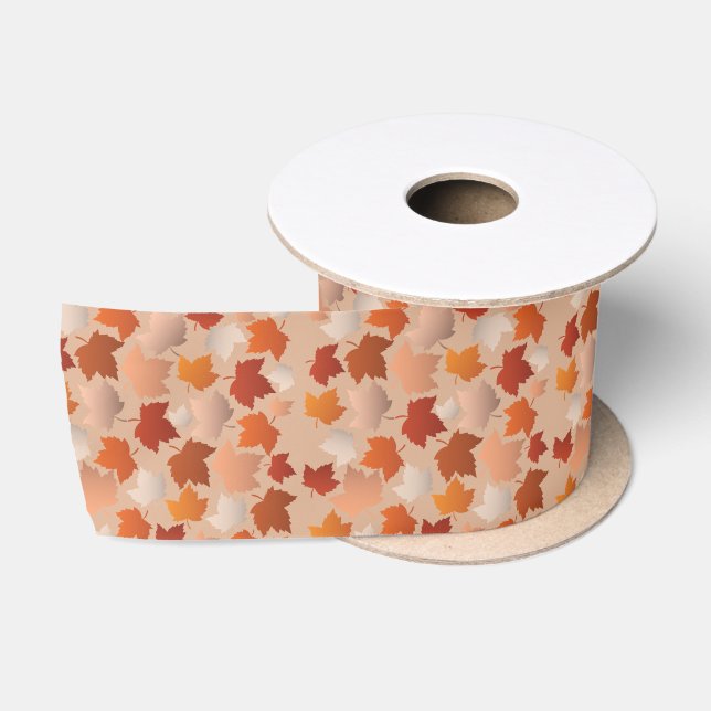 En Satin Jolie feuille d'automne Motif ruban (Bobine)