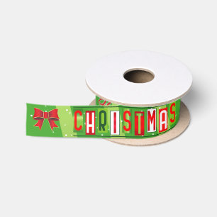 En Satin Joyeuses fêtes / Ruban de Noël - Vert