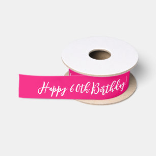 En Satin Joyeux 60e anniversaire personnalisé ruban cadeau