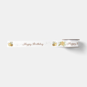 En Satin Joyeux Anniversaire Ruban Floral Bumble Bee