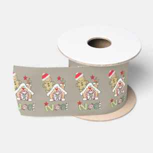 En Satin Joyeux Noël Beige pain d'épices Homme Ruban