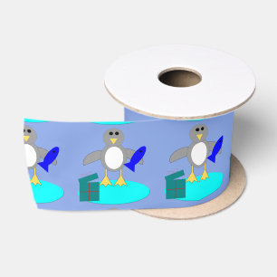 En Satin Joyeux Noël Pêche Pingouin Ruban