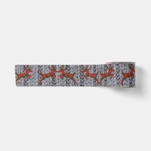 En Satin Joyeux Noël Ruban Fil, Plaid, Cerfs, Mignonne,