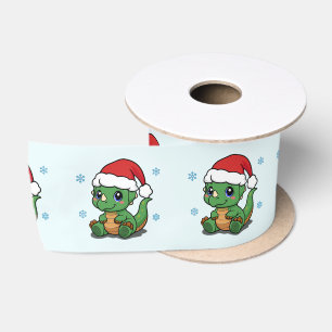 En Satin Joyeux ruban cadeau de Noël - Cute Dinosaur