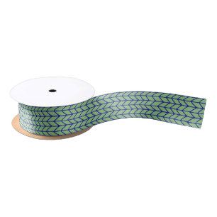 En Satin KNIT VERT BLEUE 1,5" Large ruban satiné