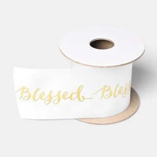 En Satin La feuille d'or de Faux a béni le ruban blanc de