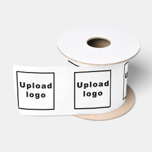 En Satin Logo d'entreprise sur ruban blanc
