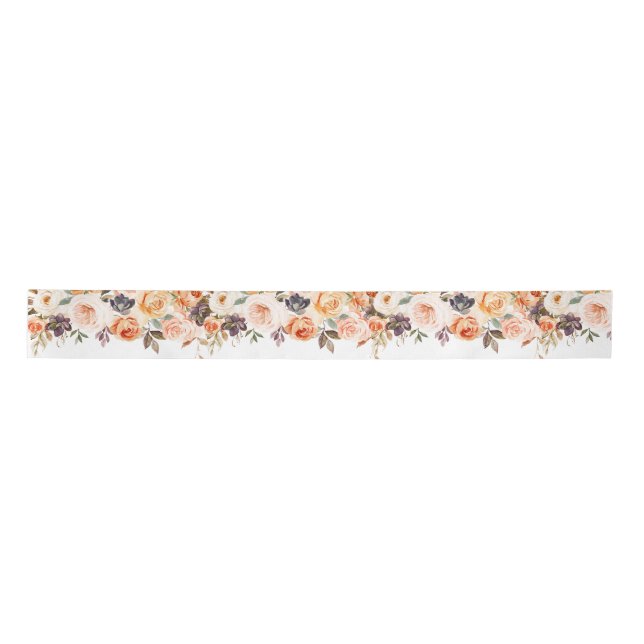 En Satin Merci Citrouille Floral 3" Ruban (Devant)