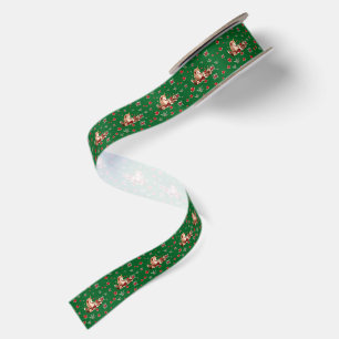 En Satin Mignon Ruban de Noël Licorne Florale Verte Fille