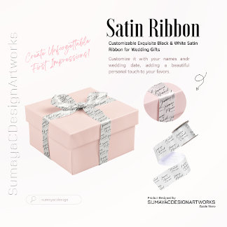 En Satin Noms de couple élégants Ruban de cadeau de mariage
