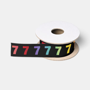 En Satin Numéro 7 Ruban Couleurs arc-en-ciel