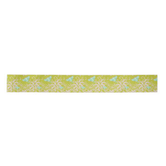 En Satin Papillon lune sur ruban vert lime