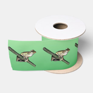En Satin Peinture à l'huile de petite grenouille, ruban sat