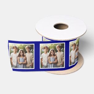 En Satin Photo customisée Ruban Blanc Marine Bleu Enfants