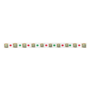 En Satin Points de ruban satiné vert et rouge