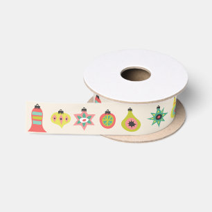 En Satin Rétro Noël ornemente le ruban