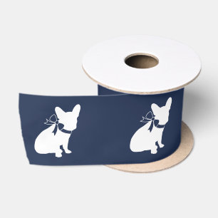 En Satin Ruban 3" de silhouette de bouledogue français