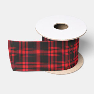 En Satin Ruban à carreaux tartan rouge vif