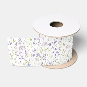 En Satin Ruban à motif floral de fleur sauvage de lavande