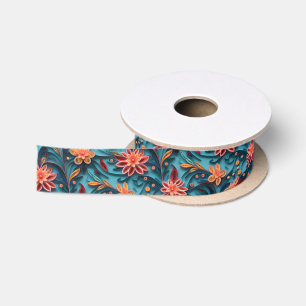 En Satin Ruban à motif floral papier sans couture