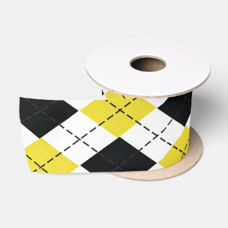 En Satin Ruban à motifs de losanges jaune et noir