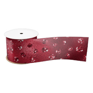 En Satin Ruban à motifs pois rouges pailletés