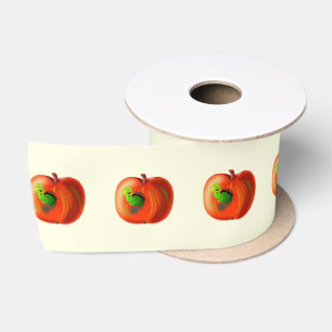 En Satin Ruban amusant avec Happy Apple Worm - personnalisa