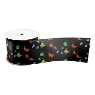 En Satin Ruban avec Papillons Colorés