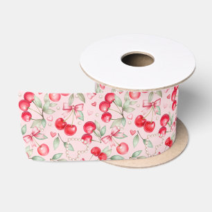 En Satin Ruban Baby shower cerise - Perles roses et vaches