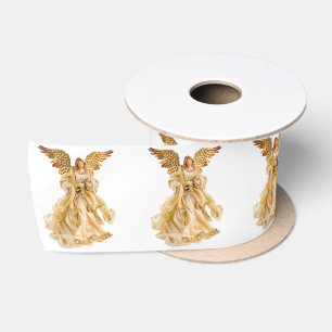 En Satin Ruban blanc Gold Angel