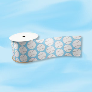 En Satin Ruban bleu clair motif baseball