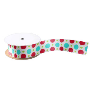 En Satin Ruban bleu et vert Polka Dot