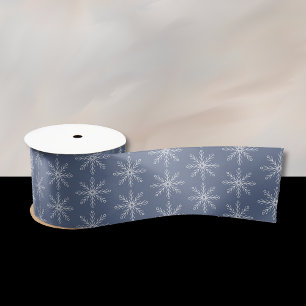 En Satin Ruban bleu foncé Motif de flocon de neige