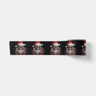 En Satin Ruban cadeau crâne père Noël (noir)
