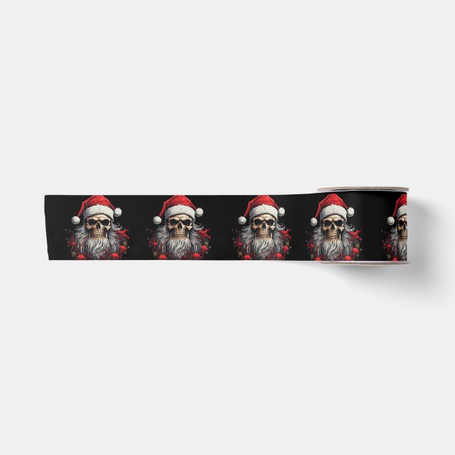 En Satin Ruban cadeau crâne père Noël (noir) (Devant)