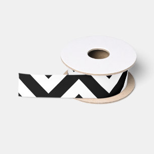 En Satin Ruban Chevron noir et blanc moyen horizontal