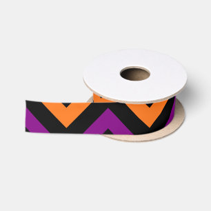 En Satin Ruban citrouille, violet et noir Chevron Stripes