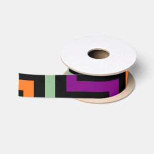 En Satin Ruban citrouille violet, vert et noir D. Chevron