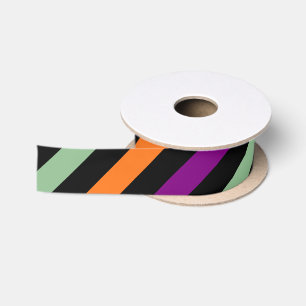 En Satin Ruban citrouille, violet, vert et noir D. Stripes