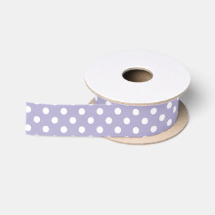 En Satin Ruban cosmique lavande et pois blanc