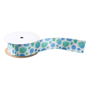 En Satin Ruban d'aquarelle de point de vert bleu